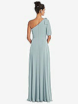 Rear View Thumbnail - Morning Sky Bow One-Shoulder Flounce Sleeve Maxi Dress