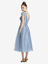 Rear View Thumbnail - Cloudy Cap Sleeve Pleated Skirt Midi Dress with Bowed Waist