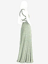 Front View Thumbnail - Vintage Primrose Sage Stand Collar Halter Maxi Dress with Criss Cross Open-Back