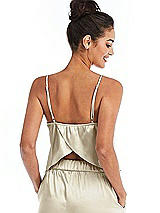 Rear View Thumbnail - Champagne Split Back Satin Cami Top with Slim Straps