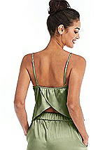 Rear View Thumbnail - Kiwi Split Back Satin Cami Top with Slim Straps