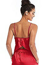 Rear View Thumbnail - Parisian Red Split Back Satin Cami Top with Slim Straps