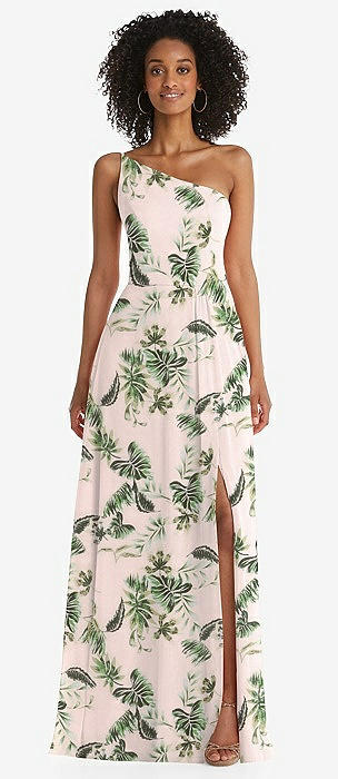 Floral One Shoulder Bridesmaid Dresses