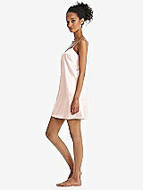 Side View Thumbnail - Blush Mini Stretch Satin Slip with Adjustable Straps - Kyle