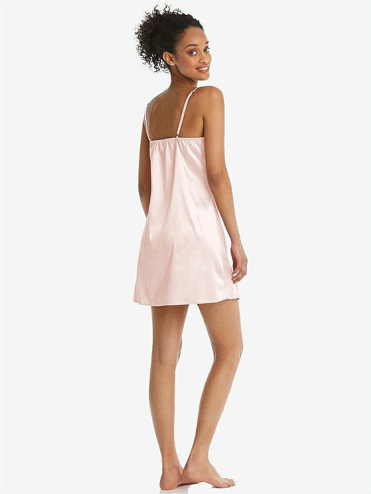 Back View - Blush Mini Stretch Satin Slip with Adjustable Straps - Kyle