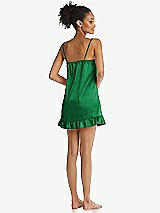 Rear View Thumbnail - Shamrock  Ruffled Hem Mini Stretch Satin Slip with Keyhole Neck - Jordan