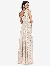 Alt View 3 Thumbnail - Coquette Floral Print Draped One-Shoulder Maxi Dress with Scarf Bow