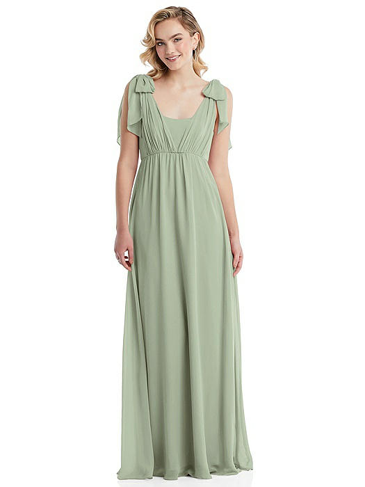 Empire Waist Shirred Skirt Convertible Sash Tie Maxi Dress