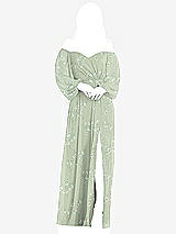 Side View Thumbnail - Vintage Primrose Sage Off-the-Shoulder Puff Sleeve Maxi Dress with Front Slit