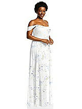 Alt View 2 Thumbnail - Bleu Garden Off-the-Shoulder Basque Neck Maxi Dress with Flounce Sleeves