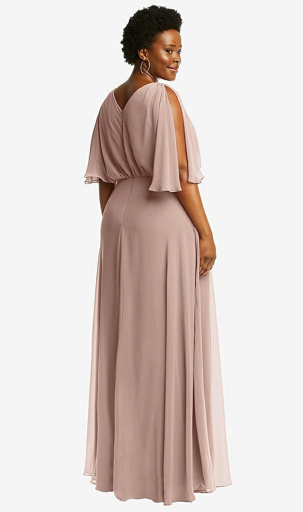 Back View - Neu Nude V-Neck Split Sleeve Blouson Bodice Maxi Dress