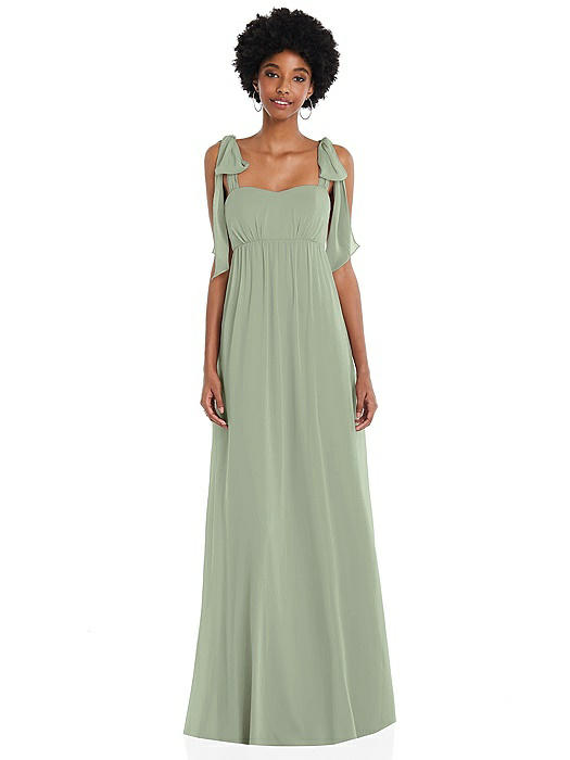 Convertible Tie-Shoulder Empire Waist Maxi Dress