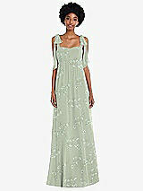 Front View Thumbnail - Vintage Primrose Sage Convertible Tie-Shoulder Empire Waist Maxi Dress