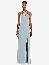 Front View Thumbnail - Mist Criss Cross Halter Princess Line Trumpet Gown