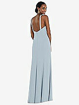 Rear View Thumbnail - Mist Criss Cross Halter Princess Line Trumpet Gown