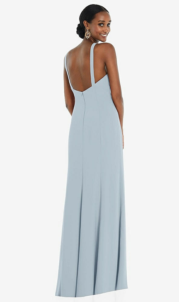 Back View - Mist Criss Cross Halter Princess Line Trumpet Gown