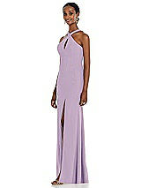 Side View Thumbnail - Pale Purple Criss Cross Halter Princess Line Trumpet Gown