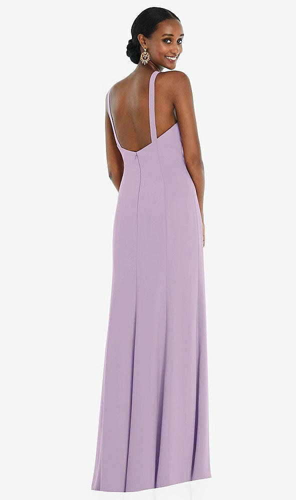 Back View - Pale Purple Criss Cross Halter Princess Line Trumpet Gown