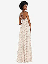 Rear View Thumbnail - Coquette Floral Print Scoop Neck Convertible Tie-Strap Maxi Dress with Front Slit