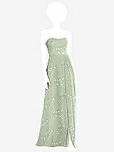 Front View Thumbnail - Vintage Primrose Sage Strapless Sweetheart Maxi Dress with Pleated Front Slit 