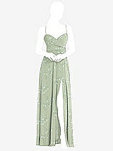 Front View Thumbnail - Vintage Primrose Sage Adjustable Strap Wrap Bodice Maxi Dress with Front Slit 