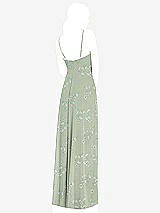 Rear View Thumbnail - Vintage Primrose Sage Adjustable Strap Wrap Bodice Maxi Dress with Front Slit 