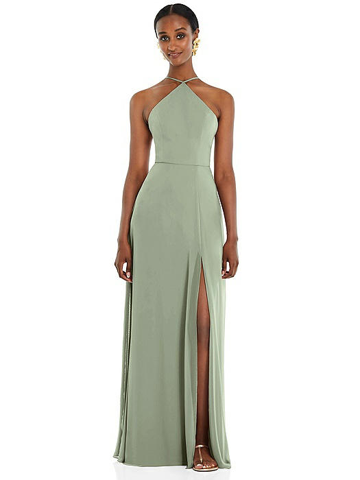 Diamond Halter Maxi Dress with Adjustable Straps