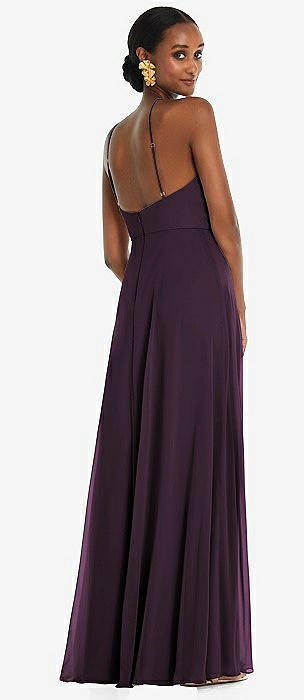 Lovely Bridesmaids Aubergine Low Back Bridesmaid Dresses