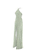 Side View Thumbnail - Vintage Primrose Sage Diamond Halter Maxi Dress with Adjustable Straps