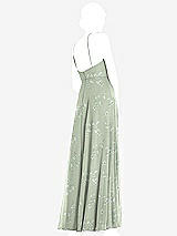 Rear View Thumbnail - Vintage Primrose Sage Diamond Halter Maxi Dress with Adjustable Straps