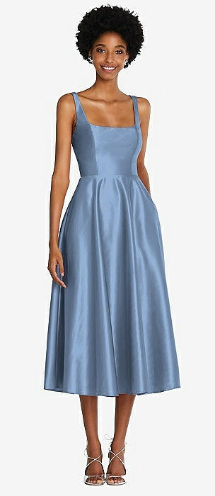 Blue midi bridesmaid dress hotsell