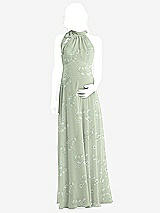 Front View Thumbnail - Vintage Primrose Sage Scarf Tie High Neck Halter Chiffon Maternity Dress