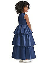 Rear View Thumbnail - Sailor Jewel Neck Tiered Skirt Satin Flower Girl Dress