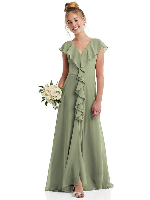 Cascading Ruffle Full Skirt Chiffon Junior Bridesmaid Dress