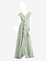 Front View Thumbnail - Vintage Primrose Sage Cascading Ruffle Full Skirt Chiffon Junior Bridesmaid Dress