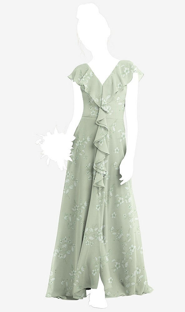 Front View - Vintage Primrose Sage Cascading Ruffle Full Skirt Chiffon Junior Bridesmaid Dress