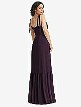 Rear View Thumbnail - Aubergine Tie-Shoulder Bustier Bodice Ruffle-Hem Maxi Dress