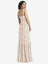 Rear View Thumbnail - Coquette Floral Print Tie-Shoulder Bustier Bodice Ruffle-Hem Maxi Dress