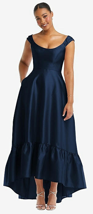 Alfred Sung Midnight Navy Cap Sleeve Bridesmaid Dresses