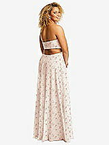 Alt View 3 Thumbnail - Coquette Floral Print Strapless Empire Waist Cutout Maxi Dress with Covered Button Detail