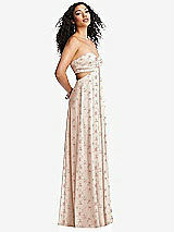 Alt View 4 Thumbnail - Coquette Floral Print Strapless Empire Waist Cutout Maxi Dress with Covered Button Detail