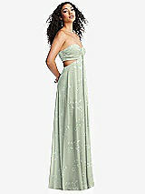 Alt View 4 Thumbnail - Vintage Primrose Sage Strapless Empire Waist Cutout Maxi Dress with Covered Button Detail