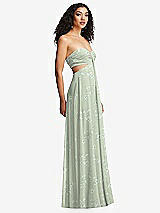 Alt View 6 Thumbnail - Vintage Primrose Sage Strapless Empire Waist Cutout Maxi Dress with Covered Button Detail