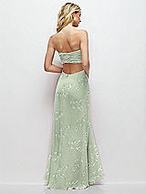 Side View Thumbnail - Vintage Primrose Sage Strapless Empire Waist Cutout Maxi Dress with Covered Button Detail