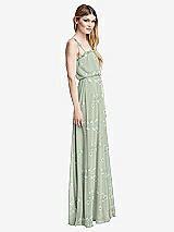 Side View Thumbnail - Vintage Primrose Sage Skinny Tie-Shoulder Ruffle-Trimmed Blouson Maxi Dress