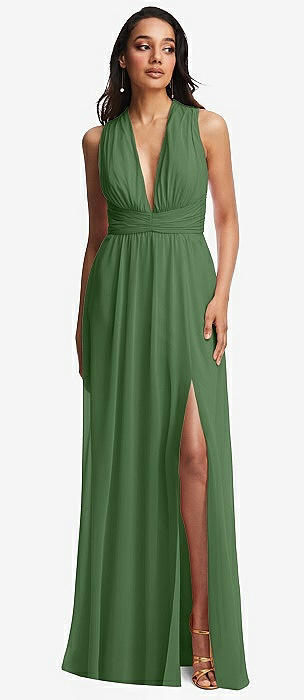 Dessy Vineyard Green Maxi Bridesmaid Dresses