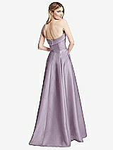 Alt View 4 Thumbnail - Lilac Haze Strapless Bias Cuff Bodice Satin Gown with Pockets