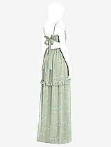 Rear View Thumbnail - Vintage Primrose Sage Ruffle-Trimmed Cutout Tie-Back Maxi Dress with Tiered Skirt