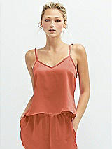 Front View Thumbnail - Terracotta Copper Split Back Whisper Satin Cami Top