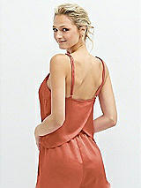 Rear View Thumbnail - Terracotta Copper Split Back Whisper Satin Cami Top